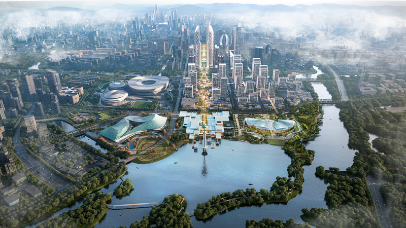 余杭中軸線（效果圖）。余杭區(qū)中軸線開發(fā)建設(shè)工作指揮部供圖